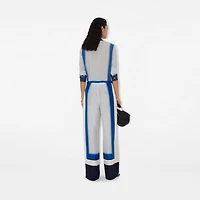 Knight Stamp Box Silk Poplin Trousers in Ink - Women | Burberry® Official