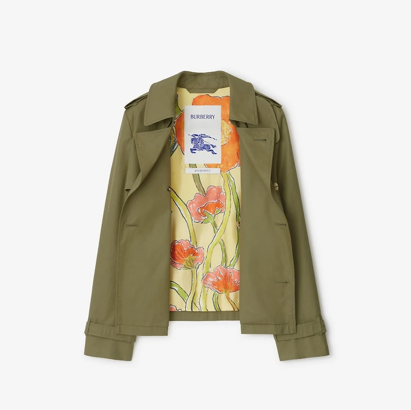 Highgrove Gabardine Trench Jacket in Wreath - Women, Cotton | Burberry® Official