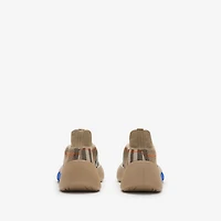 Check Knit Neptune Sneakers in Sand - Women | Burberry® Official
