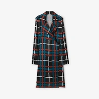 Belt Check Viscose Trench Dress in Petrol blue - Women | Burberry® Official