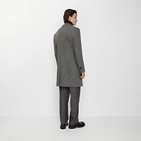 Herringbone Wool Tailored Coat in Asphalt black/old stone grey - Men | Burberry® Official