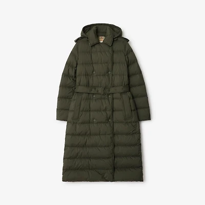 Long Nylon Hooded Puffer Coat in Shale - Women | Burberry® Official