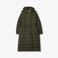 Long Nylon Hooded Puffer Coat in Shale - Women | Burberry® Official