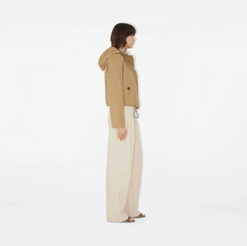 Short Gabardine Parka in Flax - Women, Cotton | Burberry® Official