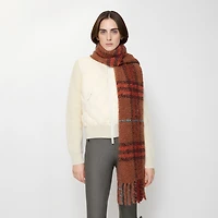 Check Alpaca Wool Blend Bouclé Scarf in Ginger brown | Burberry® Official
