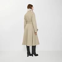 Long Gabardine Ellingham Fit-and-flare Car Coat in Quill beige - Women | Burberry® Official