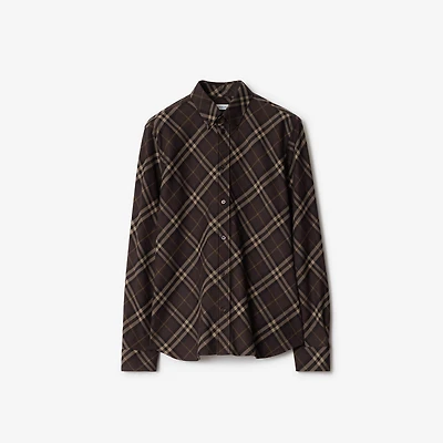 Relaxed Fit Check Cotton Flannel Shirt in Truffle brown - Men | Burberry® Official