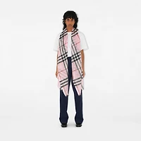 Check Wool Silk Scarf in Pale candy pink | Burberry® Official