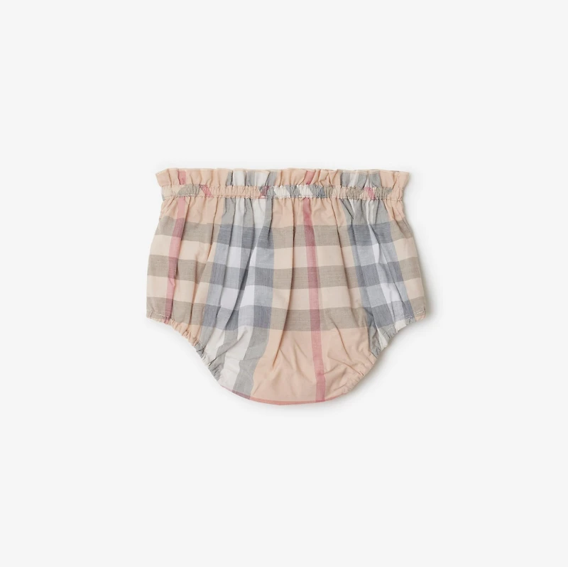 Check Cotton Dress with Bloomers in Pale stone - Children | Burberry® Official