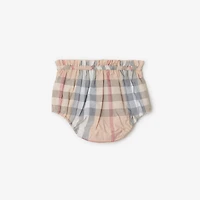 Check Cotton Dress with Bloomers in Pale stone - Children | Burberry® Official