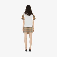 Check Sleeve Cotton T-shirt in