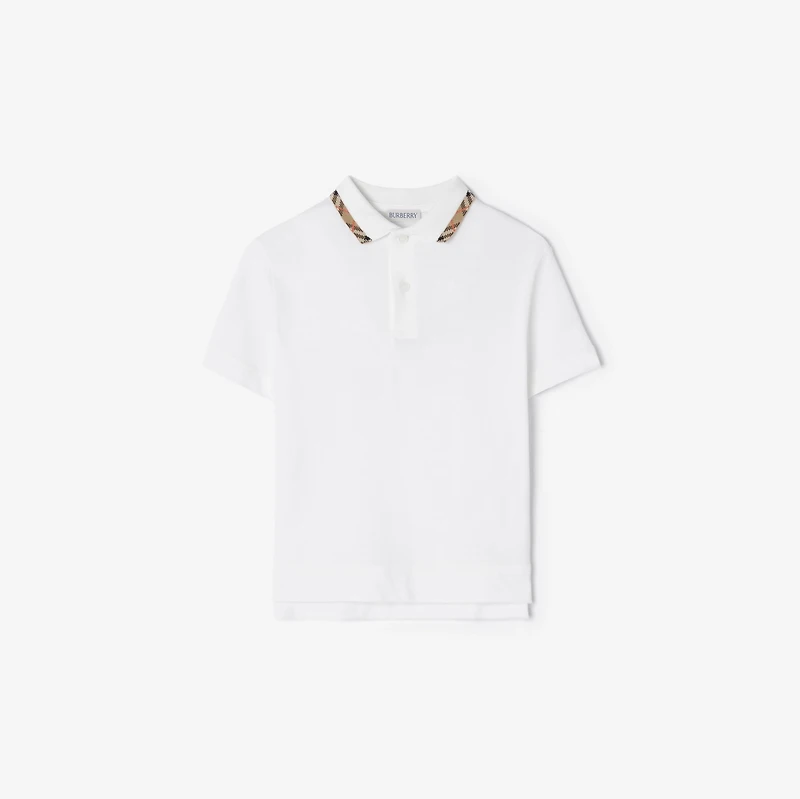 Cotton Pique Polo Shirt in White | Burberry® Official