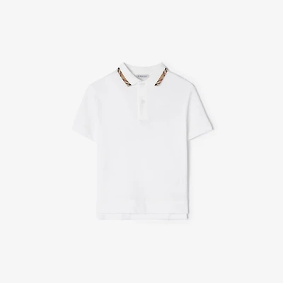 Cotton Pique Polo Shirt in White | Burberry® Official