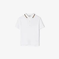 Cotton Pique Polo Shirt in White | Burberry® Official