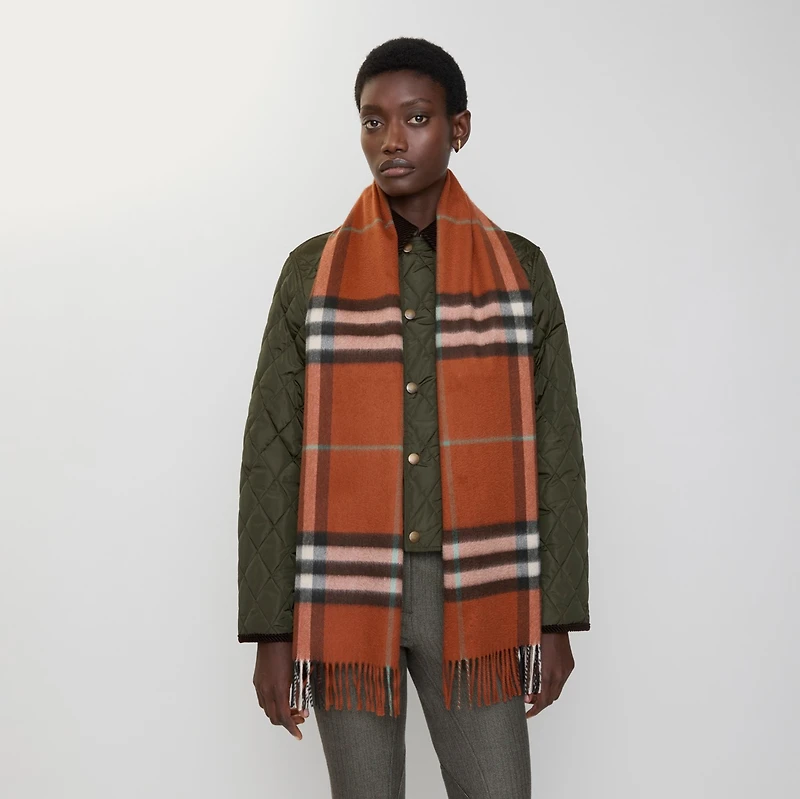 Check Cashmere Scarf in Brick | Burberry® Official