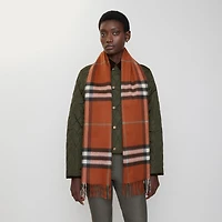 Check Cashmere Scarf in Brick | Burberry® Official