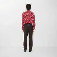 Relaxed Fit Check Cotton Shirt in Post red - Men | Burberry® Official