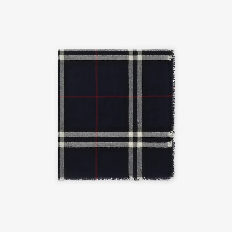 Wide Check Wool Scarf in Ink | Burberry® Official