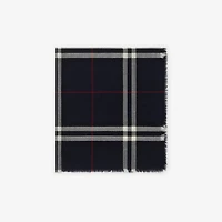 Wide Check Wool Scarf in Ink | Burberry® Official