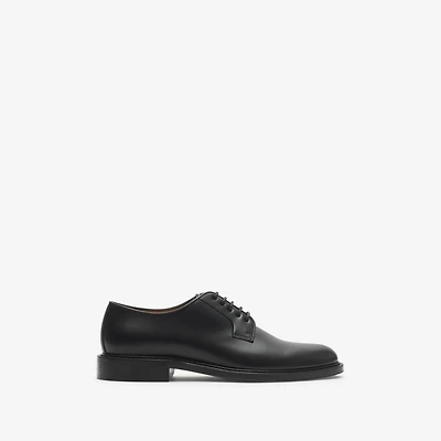 Leather Manor Derby Shoes in Black - Men | Burberry® Official