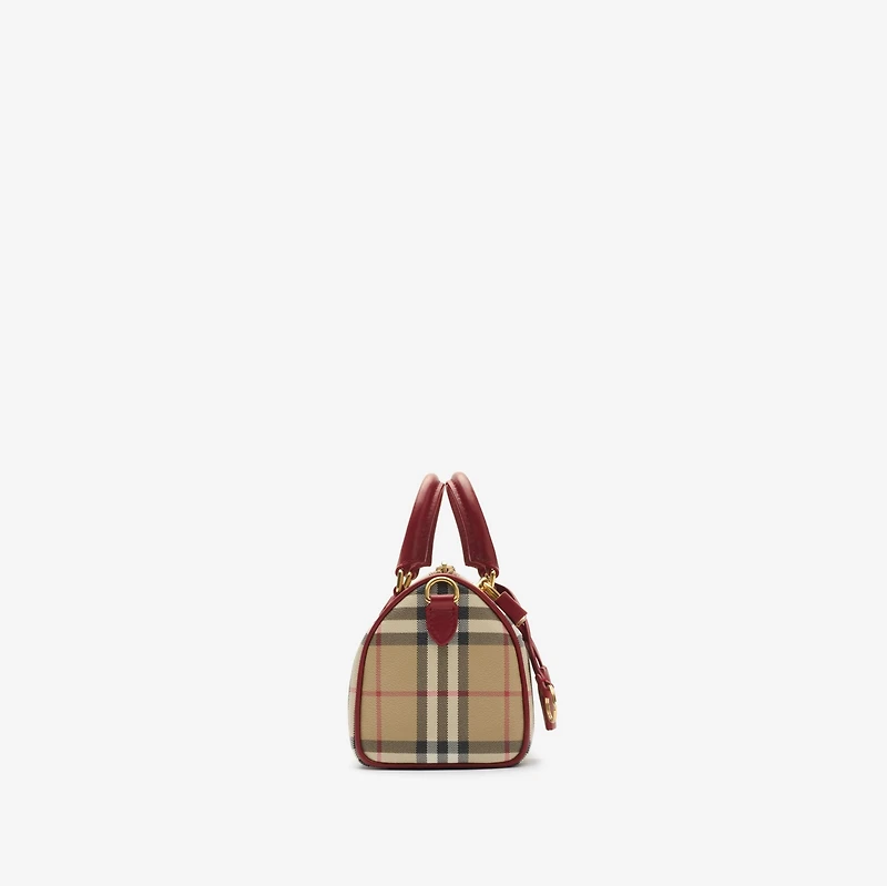 Mini Check Bowling Bag in Archive beige/ruby red - Women | Burberry® Official