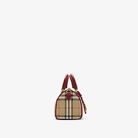 Mini Check Bowling Bag in Archive beige/ruby red - Women | Burberry® Official