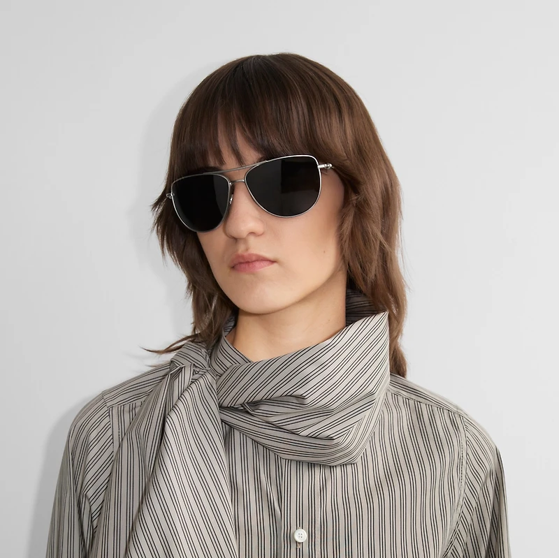 Metal Logo Square Sunglasses in Silver | Burberry® Official
