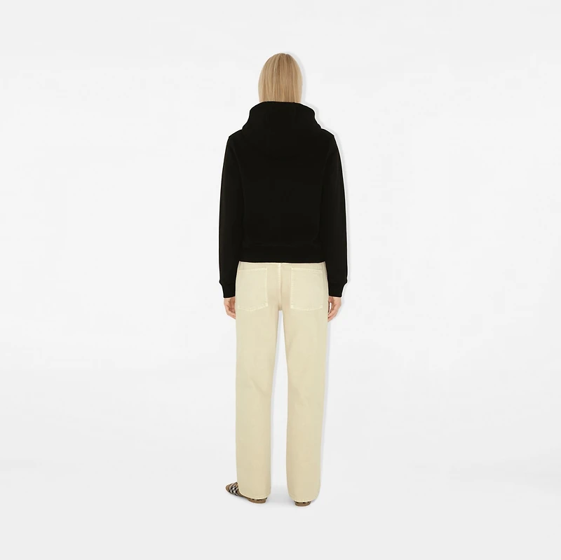 Check Label Cotton Zip Hoodie in Black - Women | Burberry® Official