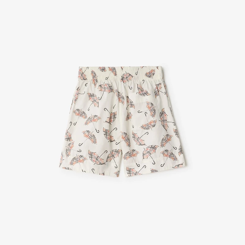 Umbrella Cotton Shorts in Calico white | Burberry® Official