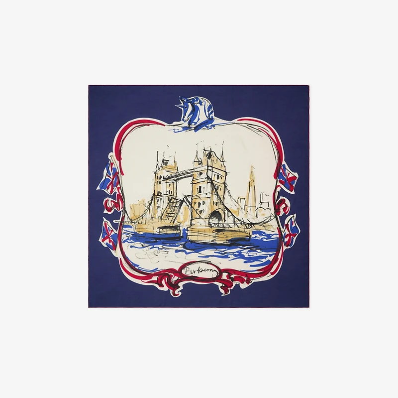 Tower Bridge Cashmere Silk Scarf in Knight | Burberry® Official