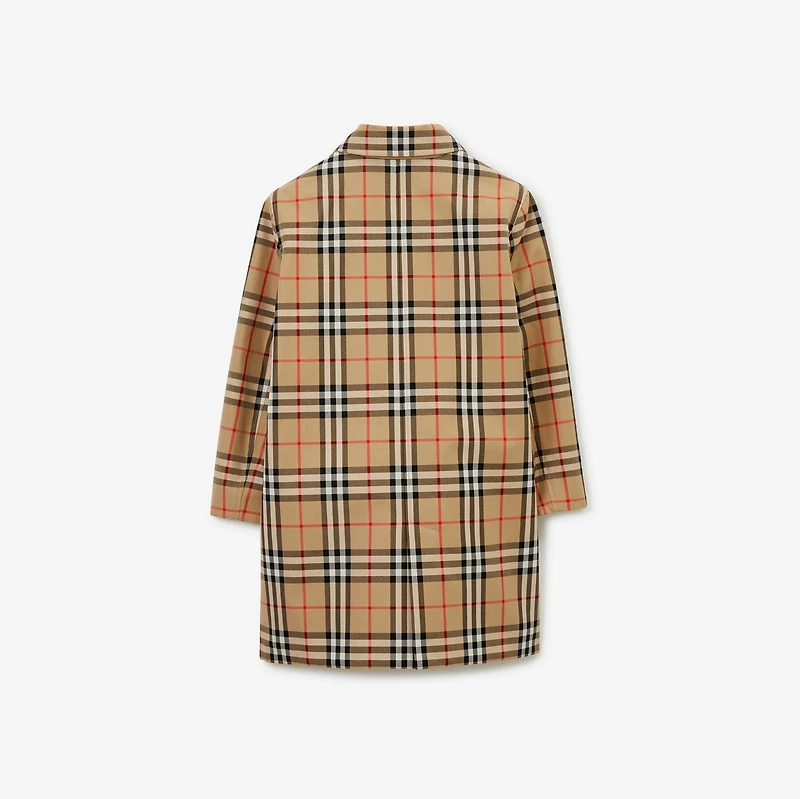Reversible Check Gabardine Car Coat in Archive beige | Burberry® Official