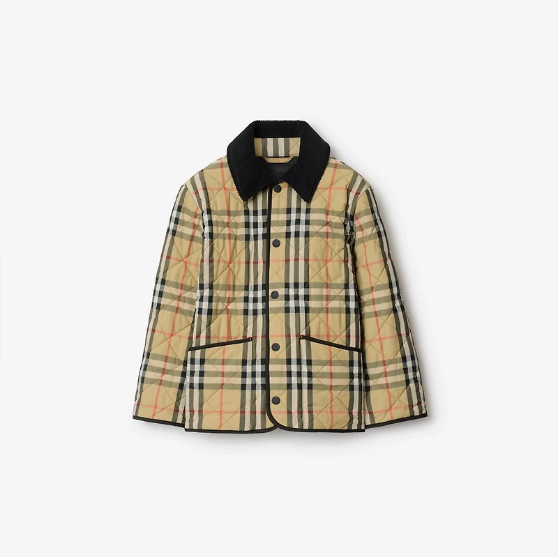 Check Quilted Nylon Barn Jacket in Sand | Burberry® Official