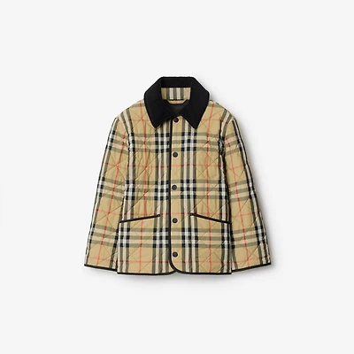 Check Quilted Nylon Barn Jacket in Sand | Burberry® Official