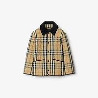 Check Quilted Nylon Barn Jacket in Sand | Burberry® Official