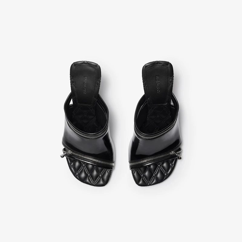 Leather Peep Sandals in Black - Women | Burberry® Official