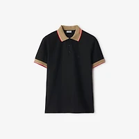 Logo Collar Cotton Polo Shirt in Black - Men | Burberry® Official