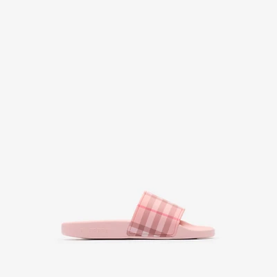 Check Slides in Peony pink - Children | Burberry® Official