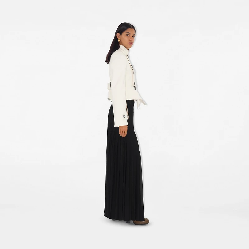 Stretch Cotton Blend Tailored Jacket in Off white - Women | Burberry® Official