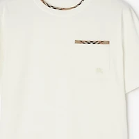 Check Trim Cotton T-shirt in Chalk white - Men | Burberry® Official