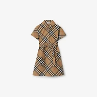 Check Cotton Shirt Dress in Sand | Burberry® Official