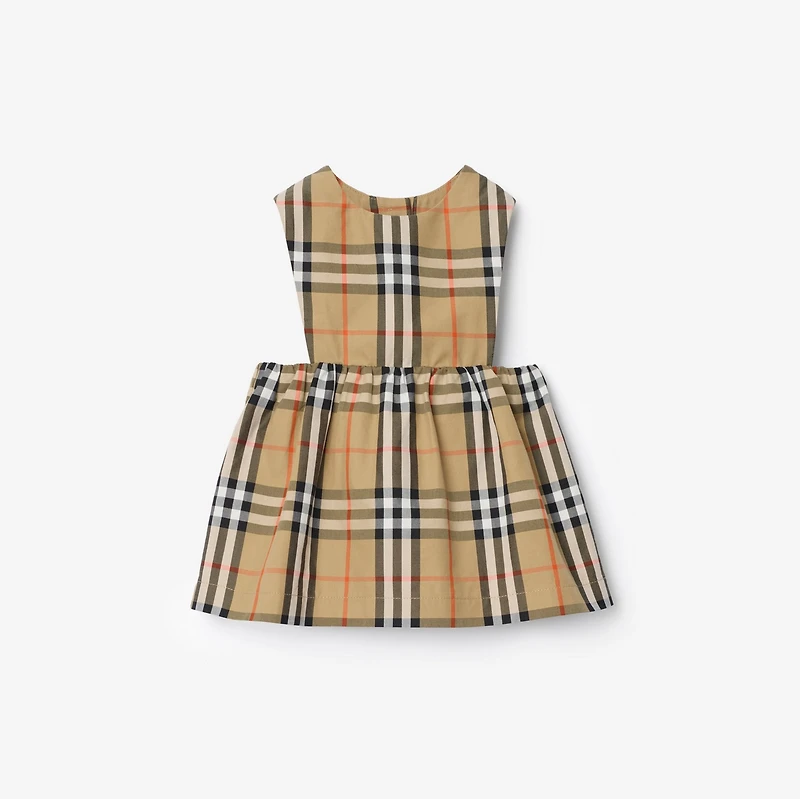 Check Cotton Three-piece Baby Gift Set in Sand beige - Children | Burberry® Official