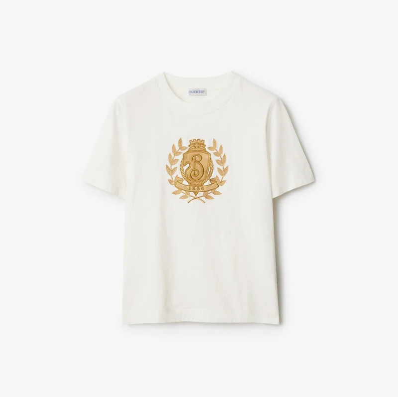 B Crest Cotton T-shirt in Chalk - Women | Burberry® Official