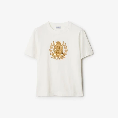 B Crest Cotton T-shirt in Chalk - Women | Burberry® Official