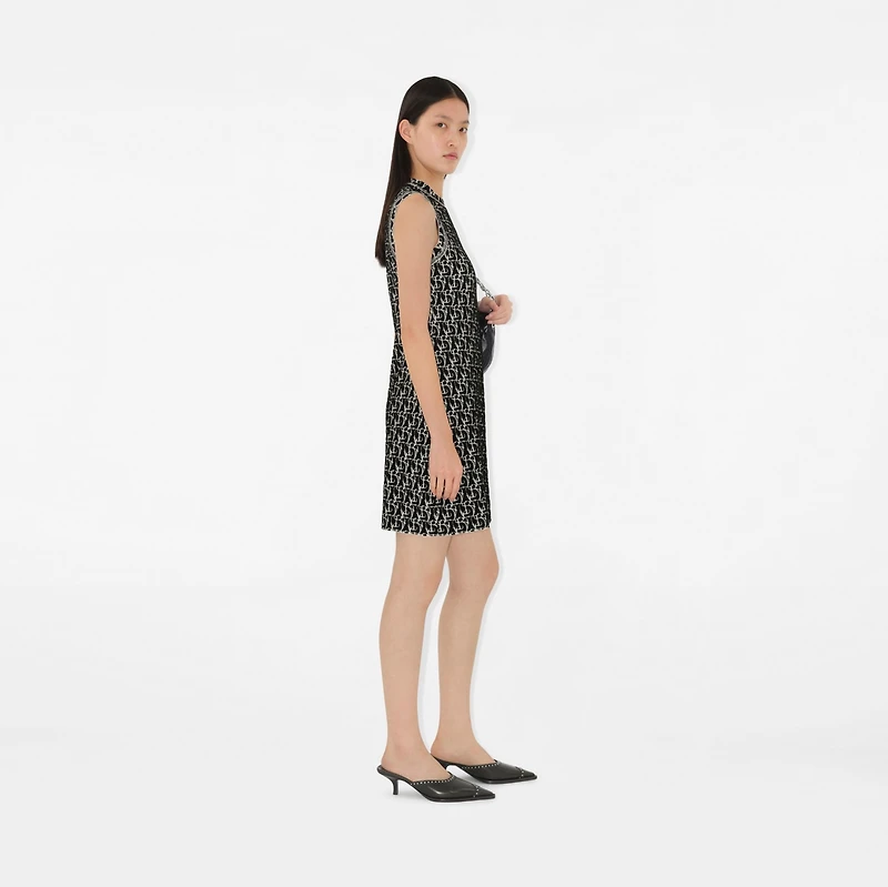 B Charm Wool Blend Dress in Black - Women, Nylon | Burberry® Official