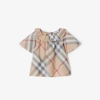 Check Cotton Three-piece Baby Gift Set in Pale stone - Children | Burberry® Official