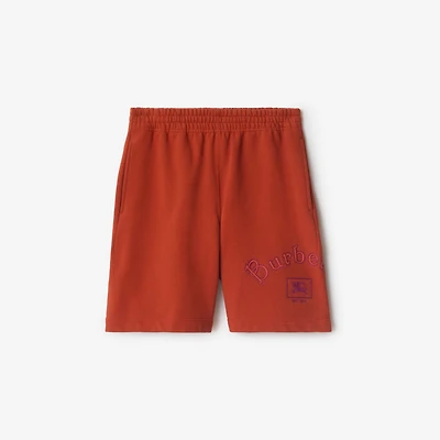 Gothic Logo Cotton Shorts in Fire orange - Men | Burberry® Official