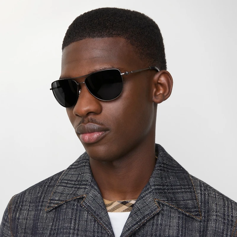 Metal Logo Square Sunglasses in Silver | Burberry® Official