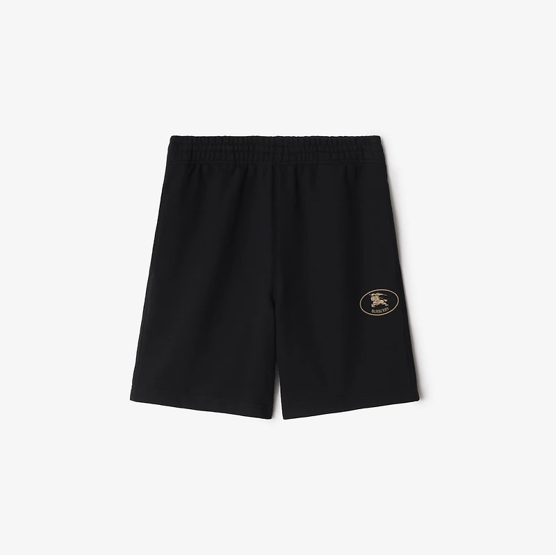 Knight Stamp Cotton Shorts in Black - Men | Burberry® Official