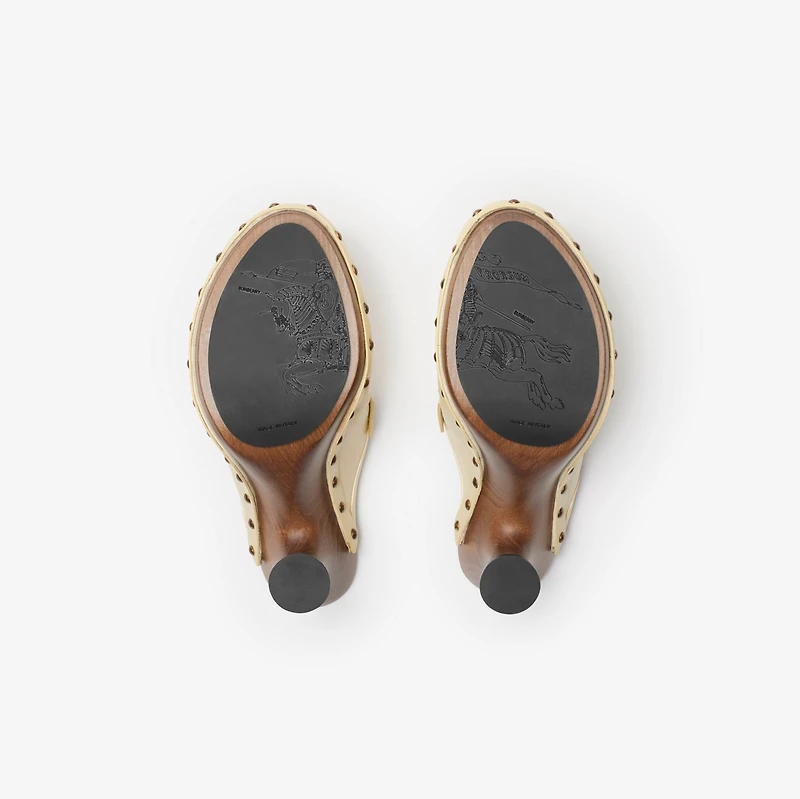 Leather Potter Clogs in Bake - Women | Burberry® Official