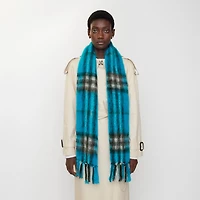 Check Mohair Wool Scarf in Hyacinth | Burberry® Official